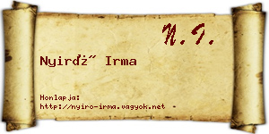 Nyirő Irma névjegykártya